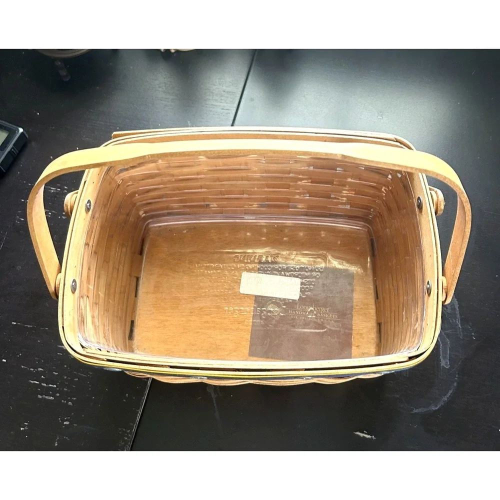 2007 Longaberger Team Spirit Lunch Box Basket Navy Blue Yellow w/Liner - Signed